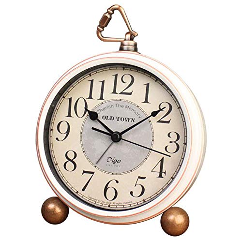 JUSTUP Desk Clock Silent, Retro Vintage Non-Ticking Desk Table Clock Small Decorative 5.2