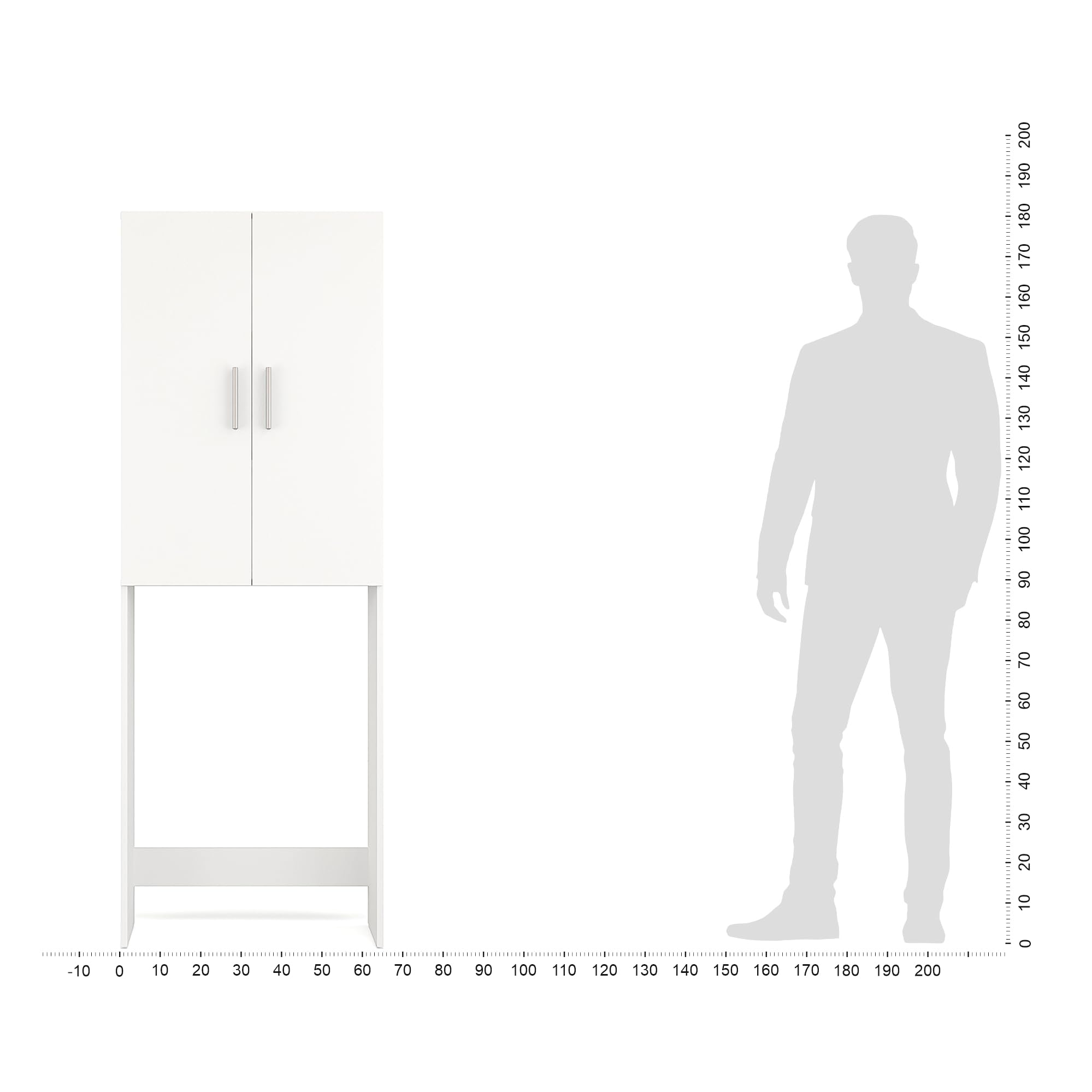 Komto Gizmo Meuble Machine à Laver – Blanc, Meuble Salle de Bain Rangement, Armoire au-Dessus du Lave-Linge, Armoire pour Machine à Laver | 65 x 180 x 27 cm (LxHxP)