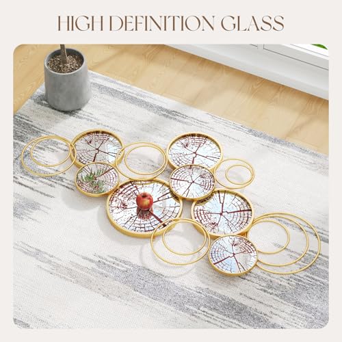 Image of Uniclinens Decorative Gold Circle Mirrors Decor, Modern Wall Art Mirror Deco for Living Room Large 52 inchX26 inch, Boho Wall Sculptures for Dining Room, Entryway, Hallway, Bedroom
