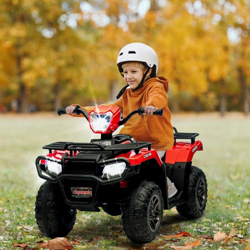 Vehículos eléctricos de 12 V, quad eléctrico infantil, quad eléctrico con LED y música, coche eléctrico, vehículo infantil, 88 x 47 x 52 cm (rojo)