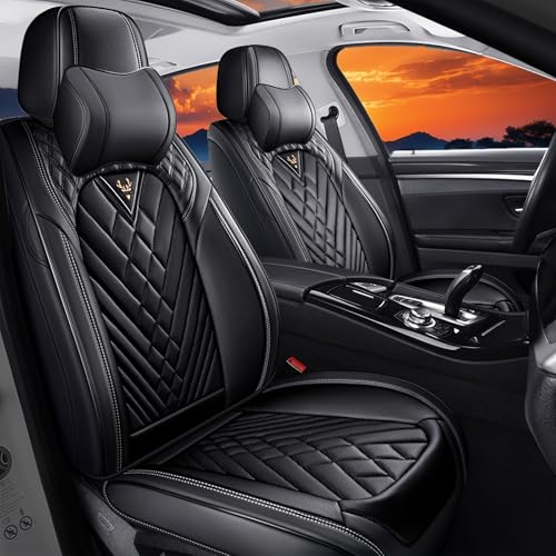Image of Fit for Toyota RAV4 Seat Covers Full Set 2008-2026 | Nappa Leather Seat Covers for RAV4 Full Set, Airbag Compatible, Full Coverage Seat Protectors, Easy Install(Black)