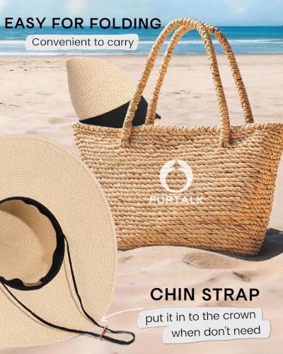 FURTALK Womens Sun Straw Hat Wide Brim Summer Hat Foldable Packable Floppy Beach Hats for Women - Image 5