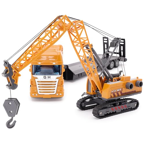 Toyland® LKW-Transporter mit Kran – Spielfahrzeug mit realistischen beweglichen Teilen – Konstruktionsspielzeug für Kinder – Maßstab 1:55