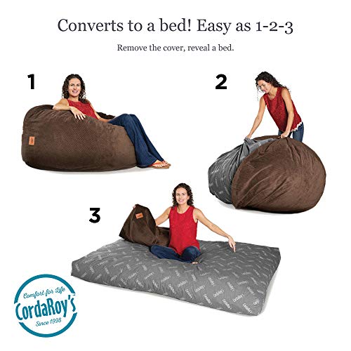 Cordaroy's Chenille Bean Bag Chair, Convertible Chair Folds From Bean Bag To Bed, As Seen On Shark Tank, Espresso - Full Size #TOP1