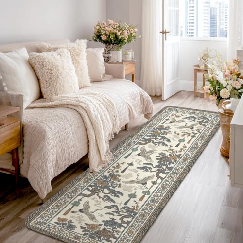 Alfombra de pasillo transitable tradicional beige para evitar resbalones 2