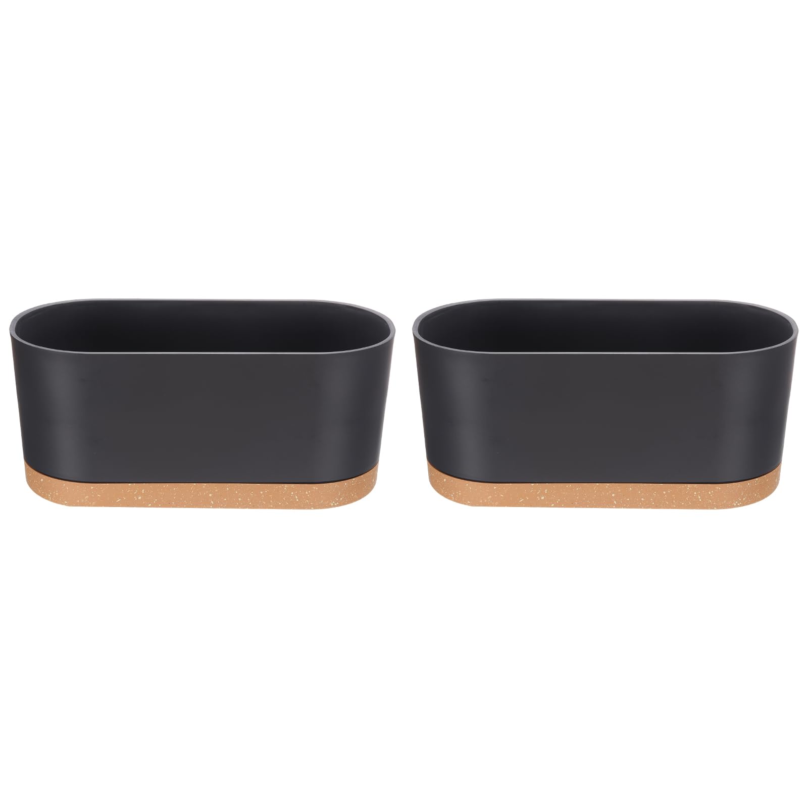 Pots de fleurs rectangulaires de 40cm PATIKIL avec soucoupe noire x2
