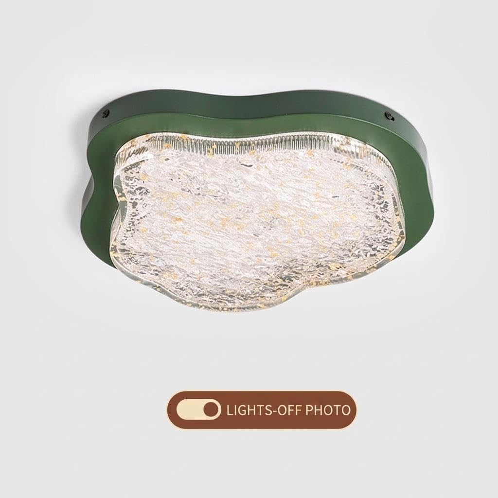 Lámpara de Techo Onda Vintage LED, Nube Verde Plafón Dormitorio