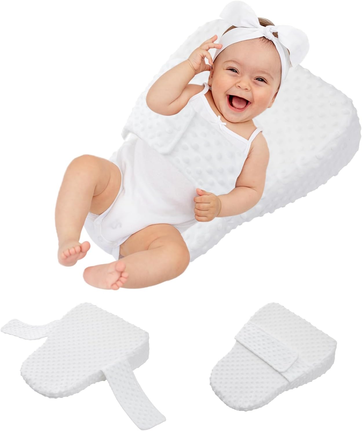 Louatui Baby Wedge Pillow for Newborn, Anti Roll Baby
