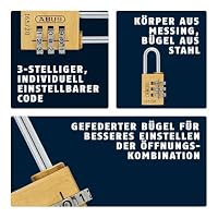 ABUS Zahlenschloss 165/20 - Vorhängeschloss aus Messing - mit individuell einstellbarem Zahlencode - Kofferschloss / Spindschloss - ABUS-Sicherheitslevel 3 – Ansicht 3