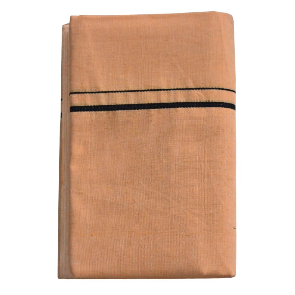 Handloom Pure Cotton Dhoti for Men (1.28 × 1.87 m) | Solid Panchalu with Varied Small Color Border | Kerala Cotton Veshti, Khadi Dhoti | Lightweight Pooja & Temple Wear-image-43