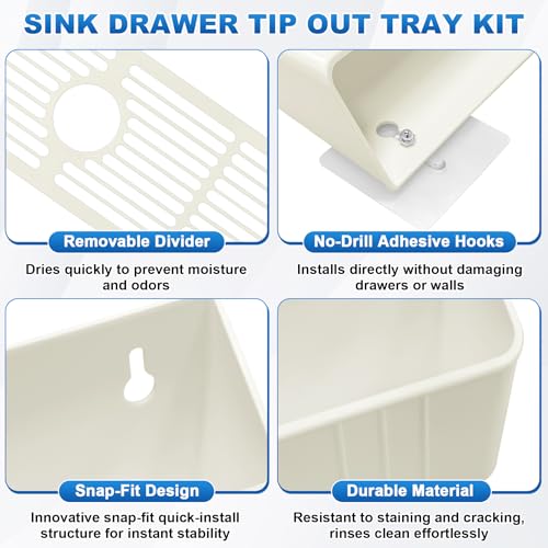 Image of 11 inch Tip-Out Plastic Sink Trays + Steel LD-0220-50SC Soft Close Pivot Hinges