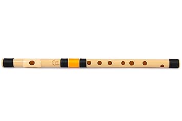Radhe Flutes | F Sharp Right Handed Middle Bansuri | Black & Orange | Tuned With Tanpura A=440Hz | PVC Flute + Hindi & English Flute Lessons - image, photos