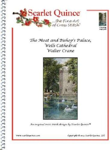 Scarlet Quince CRA002lg The Moat and Bishop's Palace, Wells Cathedral by Walter Crane Counted Cross Stitch Chart, Large Size Symbols