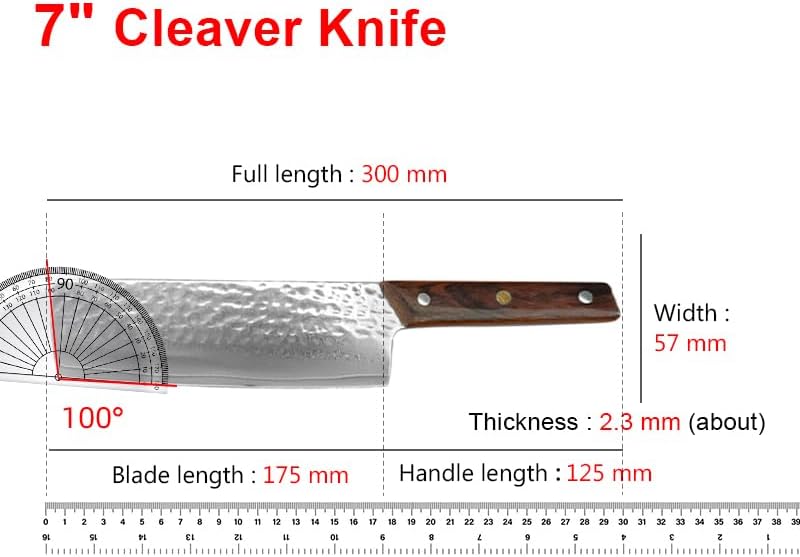 Meat Cleaver,Cleaver Knife, 7 Inch Damascus Steel Slicing Meat Fruit Kitchen Knife Chef Butcher Boning Nives Wood Handle Handmade Cooking Knives