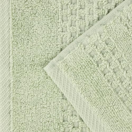 Serviette en coton vert pour douche et bain d'invités texture gaufrée lot de 3