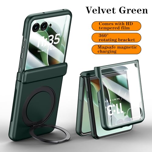 Coque Motorola Razr 60 Ultra verte avec protège-écran et support rotatif - 2