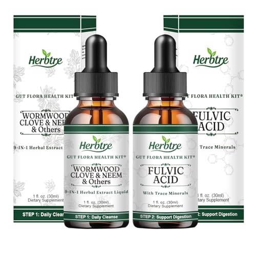 Wormwood Black Walnut and Clove Liquid Drops - Natural Herbal Extract Supplement - Digestive Support and Gut Cleanse for Improve Energy - Alcohol Free Vegan Pack of 2