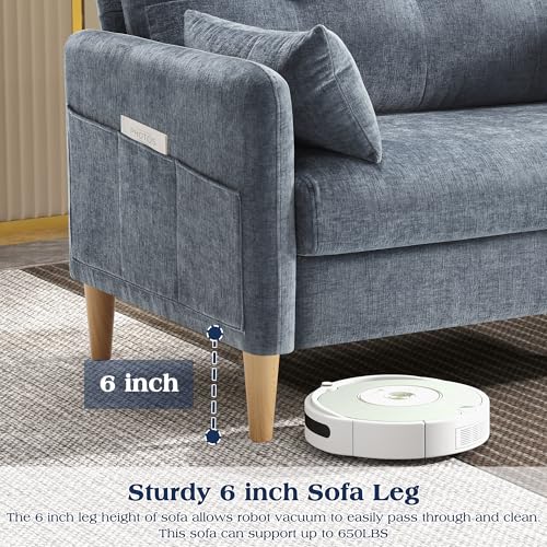 Image of Hanherry Loveseat Sofa, 47 inch Small Couch for Living Room, Comfy Chenille Fabric Love Seat for Bedroom with Throw Pillow,Removable Cushion Cover,Couches for Small Space,Apartment,Dorm