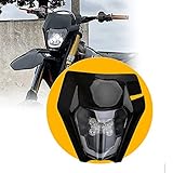 JFG RACING Dirt Bike Headlight,Universal LED Dirtbike Head Light Assembly Kit for Most Dirt Pit Bike Motorcycle Enduro Supermoto XC XCF TW SSR KX 125 150 200 300 350 400-Black