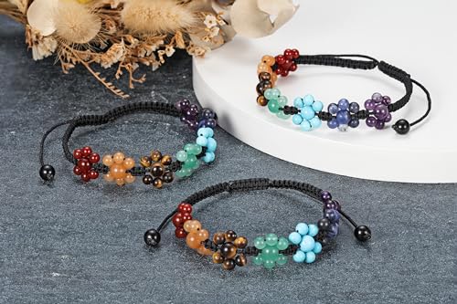 Image of Top Plaza Bead Chakra Bracelet 7 Chakras Healing Crystals Bracelet Yoga Stone Beads Bracelets Meditation Relax Anxiety Bangle for Womens Mens
