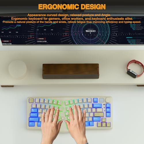 Image of CORBOBO x LEOBOG Alice A75 Ergonomic Keyboard, Wireless Mechanical Gaming Keyboard Tri-Mode BT5.0 /2.4G /Wired with Joystick and Knob, 75% Layout RGB Backlit Hot Swappable Linear Switches for Win