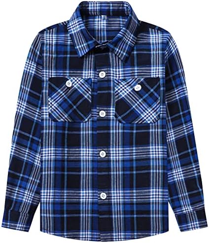 SANGTREE Boy's Long Sleeve Plaid Shirt Summer Button Down Shirts ...