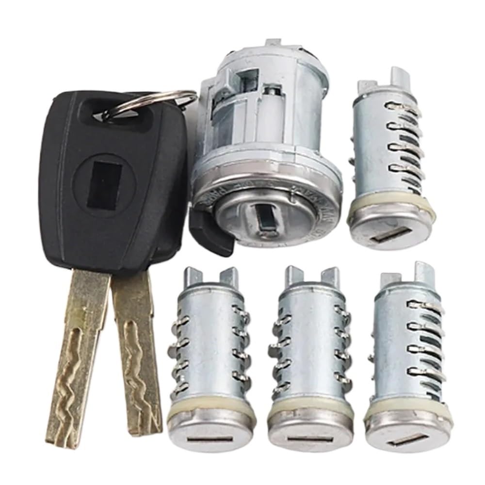 Zhjlut One Color Car Lock Cylinder Compatible With Fiat For Ducato For Doblo Cargo For Punto For Panda Sip22 Trunk Ignition Lock With Key Auto Full Set Door Lock Cylinder