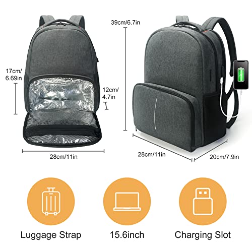 Ocraho Lunch Bag Backpack, Insulated Cooler Lunch Box Backpack,Travel Laptop Backpack with USB Port for Women Men Fits 15.6 Inch Laptop - Image 5