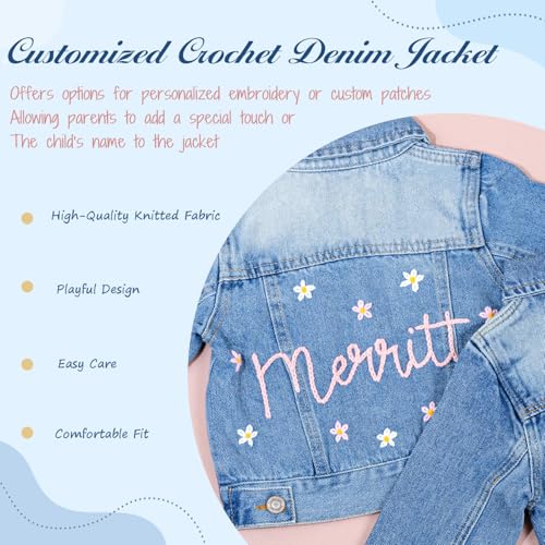 Personalized Kids Denim Jacket with Name, Custom Long Sleeve Denim Name Outerwear Jean Jacket, for Girls Boys2