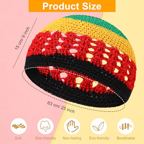 Image of Boyiee Kufi Hat for Men Muslim Knit Kufi Cap Crochet Beanie Skull Beanie African Hat for Men Women
