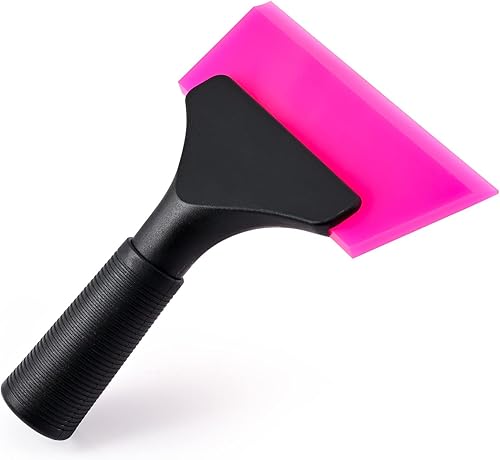 Miniatura 2 de FOSHIO Escobilla pequeña con hoja de goma rosa de 5 pulgadas, mini limpiaparabrisas, herramientas de tintado de ventana para espejo de vidrio con