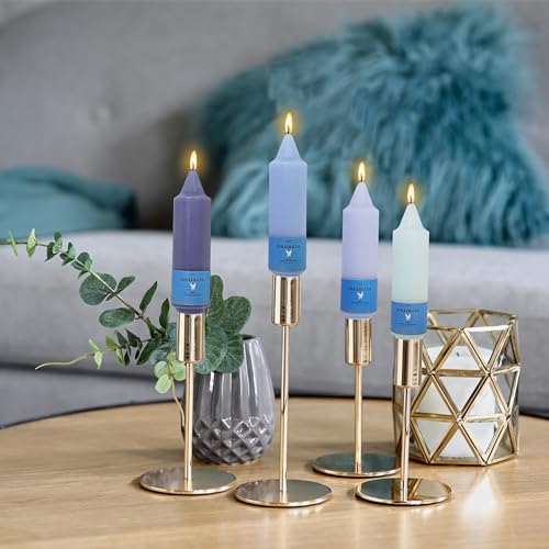 Image of Handmade Unscented Taper Candles Slow Burn Gradient Blue Candles 5 Inch Short Dinner Candle Sticks Smokeless Wax Candles for Weddings Holiday Gift Home Decoration