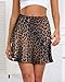 Women's Satin Mini Skirt Leopard Print High Waist Elastic Y2k Cute Silk Short Skirts for Women