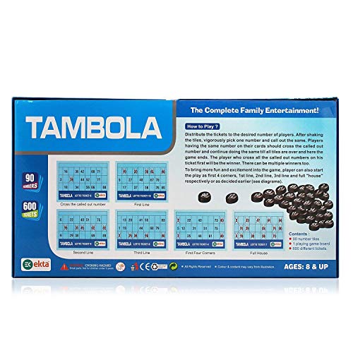 Image of BKDT Marketing Tambola Game Set with 600 Tickets & 90 Number Tiles - Board Game for Kids, Pack of 1 - Kids Game - Housie Set, Bingo Game