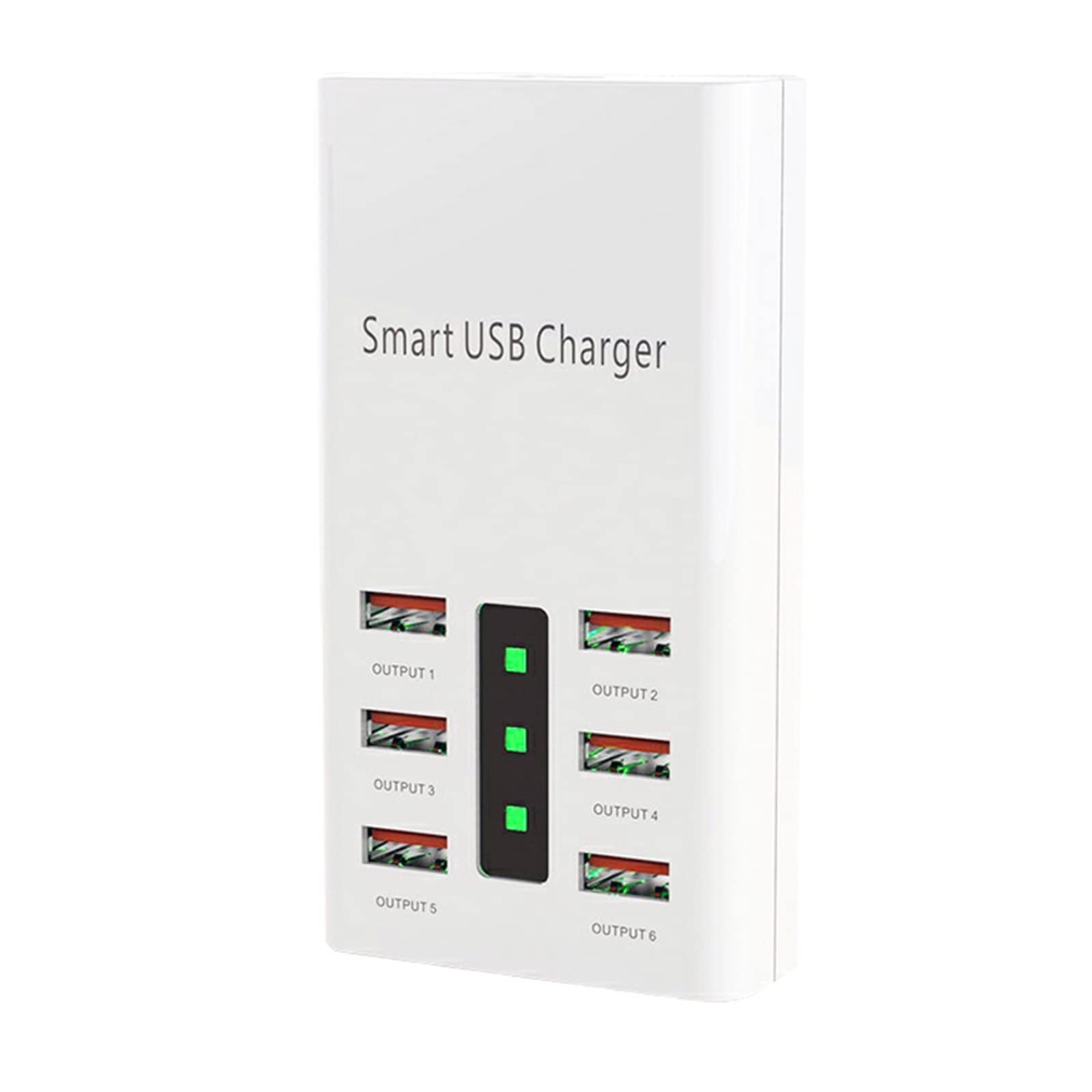 30W QC 3.0 USB 6 Puertos Cargador rápido 2A Adaptador de Corriente Multi-USB Estación Carga Base Escritorio Hogar Multifunción Cargador Seguro