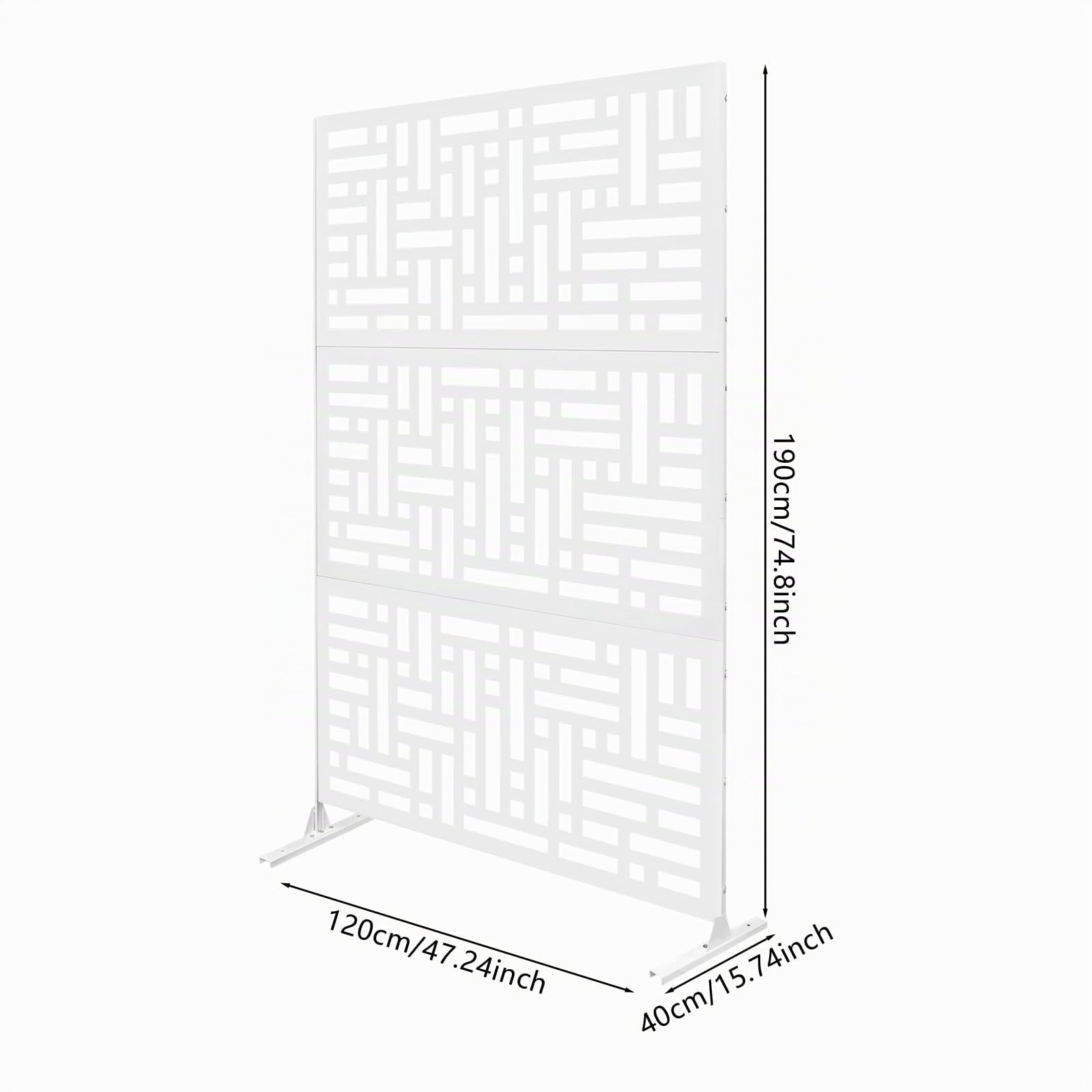 Paravent - Divisorio in metallo, per interni e giardino, divisorio decorativo autoportante, con supporto per balcone, terrazza, vasca idromassaggio, divisorio, 120 x 40 x 190 cm