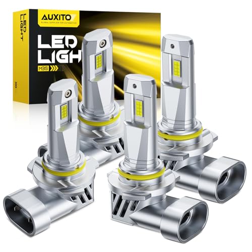 Image of AUXITO 9005 9006 Bulbs, 1100% 150,000LM Brighter 6500K White Illumination, Factory Halogen Size Match, Simple Plug and Play, 99% Vehicle Compatible, Pack of 4
