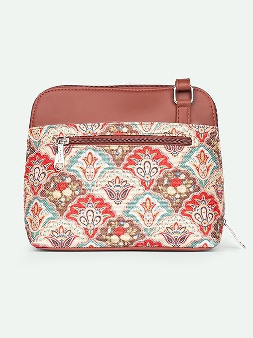 Printed Vegan Leather Sling Bag for Women – Stylish Crossbody Handbag with Adjustable Strap, Lightweight Purse for Travel & Everyday Use