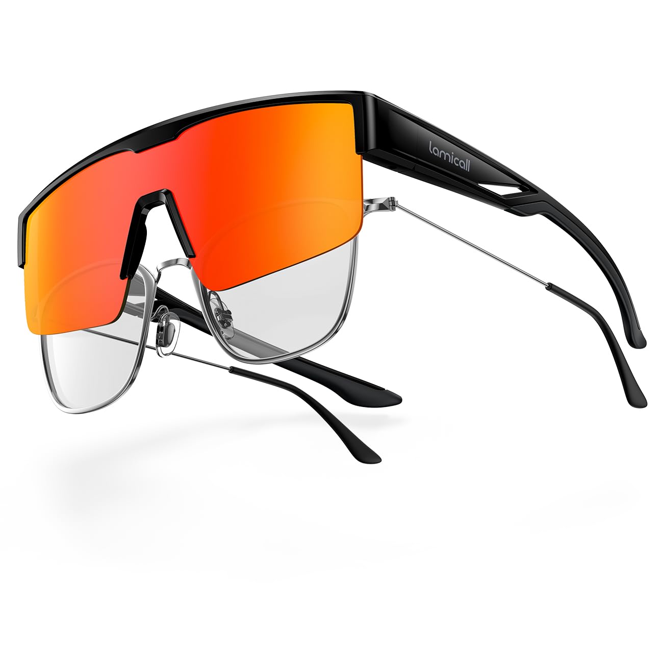Lamicall Überzieh Sonnenbrille, Fahrradbrille für Brillenträger - [25g TR-90 Ultraleicht] Polarisierte Sonnenbrille über Normale Brille für Herren & Damen, UV400 Überziehbrille für Fahrrad Auto Angeln