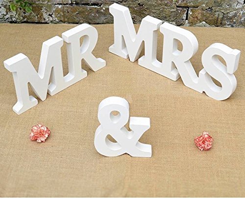 Mr and Mrs White Wooden Wedding Decor Letters (White)