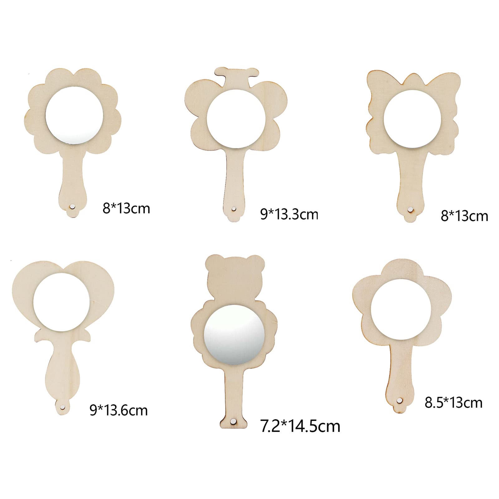 Fennoral Lot de 12 miroirs en bois pour enfants, décorez vos