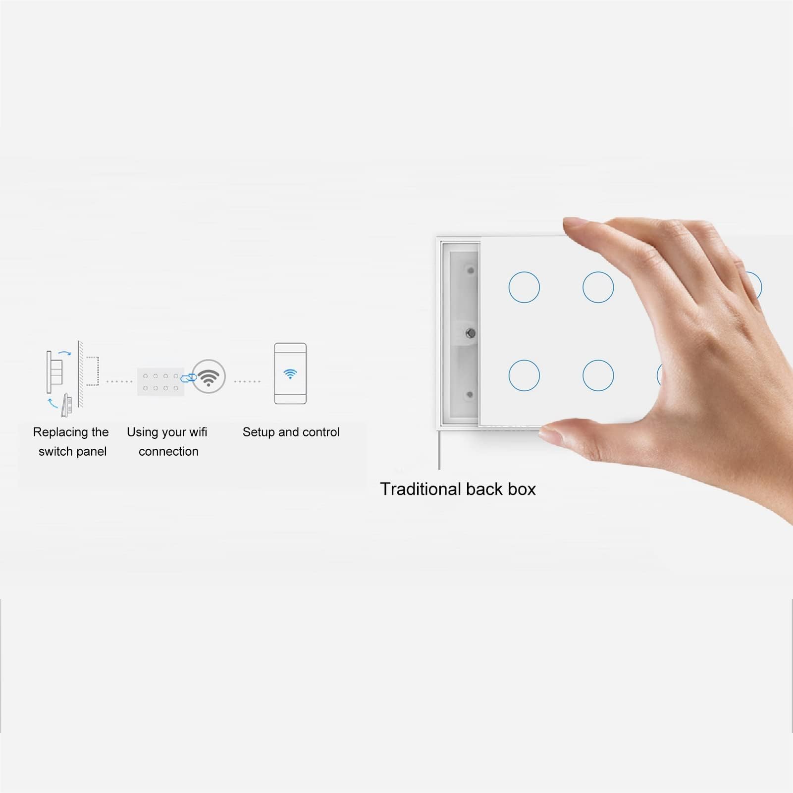 8 Gang Smart Light Switch Panel compatibile con Google Home AC100-240V