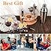 Esmula Bartender Kit with Stylish Bamboo Stand, 12 Piece 25oz Cocktail Shaker Set for Mixed Drink, Professional Stainless Steel Bar Tool Set, Gift for Man Dad- Cocktail Recipes Booklet (Silver)