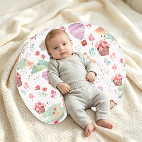 Image of TANOFAR Nursing Pillow Cover, Stretchy Removable Breastfeeding Pillow Cover, Ultra Soft Snug Fits On Newborn Feeding Pillow Case for Baby Girls, Farm