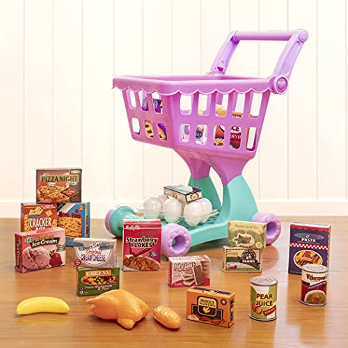 Play Circle Einkaufswagen für Kinder 50 Teile mit Spielzeug Lebensmittel und Küchenzubehör – Kinderküche, Spielküche… – Bild 6