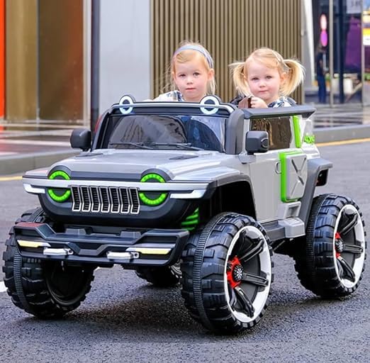 Image of Double Seater XL Size 12V Kids Jeep (Hummer, Grey)