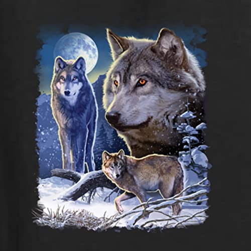 Wolves and The Moon in The Winter Night Animal Lover Unisex Crewneck Graphic Sweatshirt2