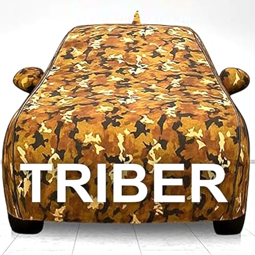 Image of Avecrew 100% Waterproof Car Cover for Triber All Model Mirror & Antenna Pocket Triple Stitched, Dustproof Full Body Protection (Heat & UV Resistant,Jungle)