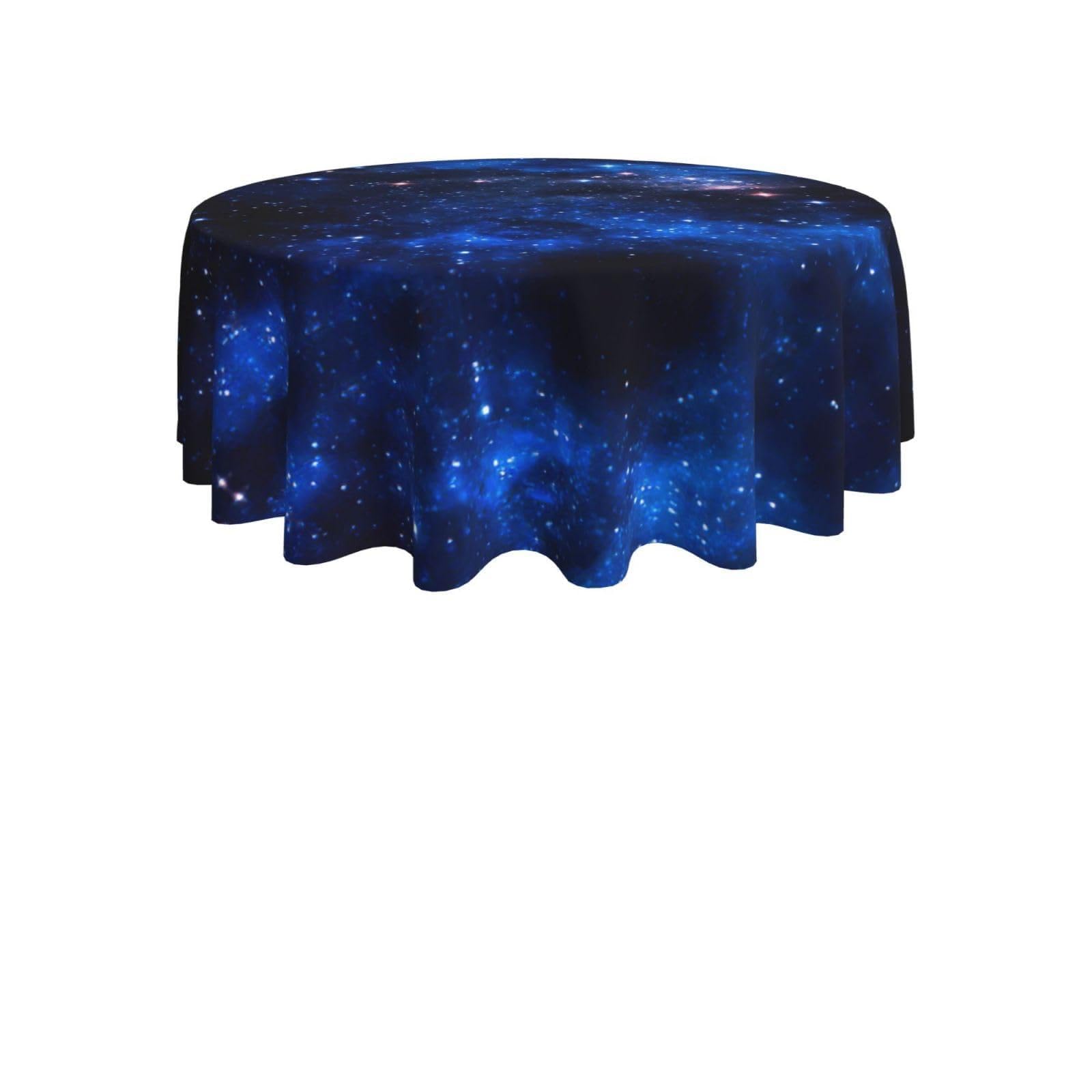 ENGhjes Galaxy Night Print Round Tablecloth 60in Washable Stainproof Polyester Cloth for Kitchen Idea