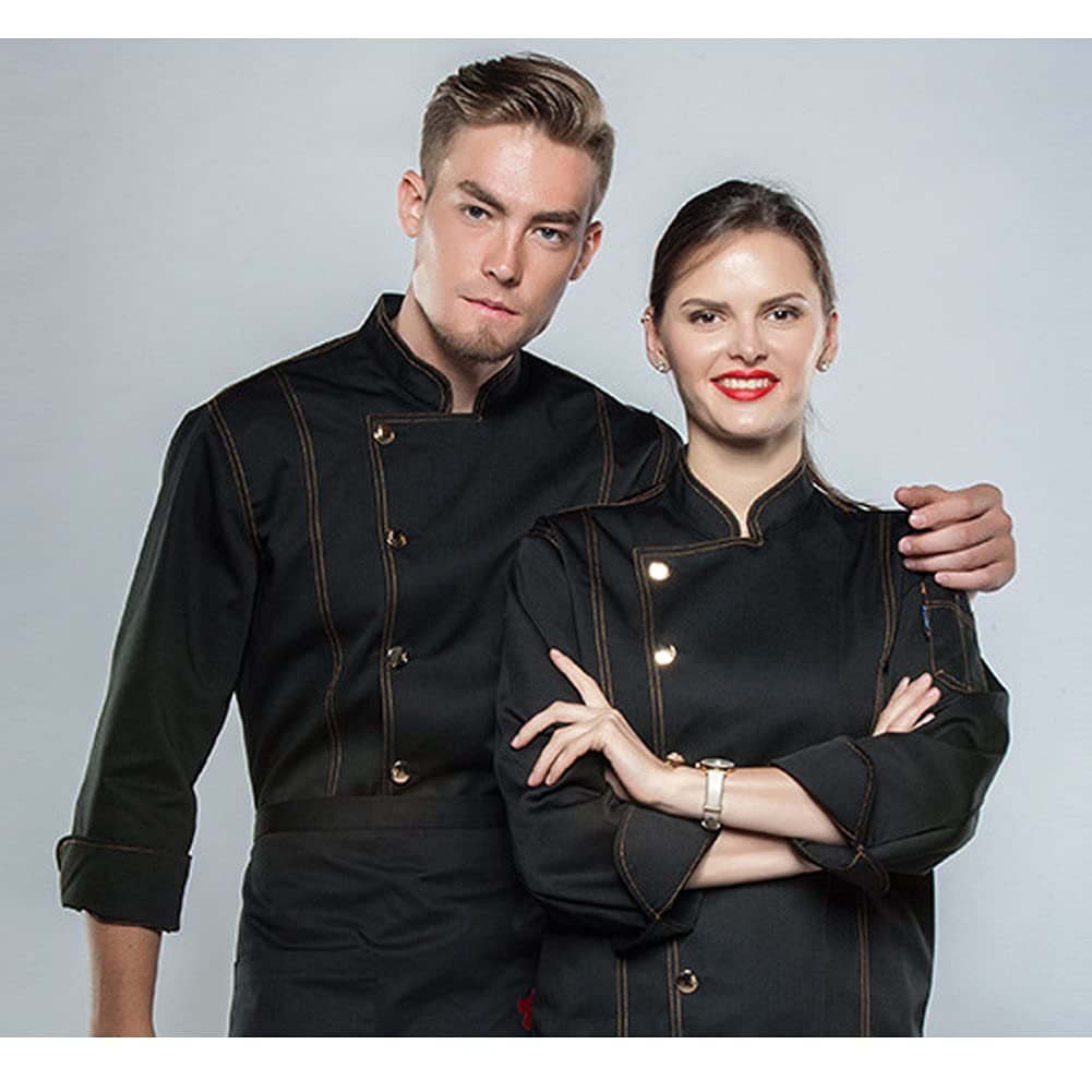 Chaqueta de Chef Cocina para Hombres y Mujeres Chaqueta de Chef Abrigo para Hombres Mujeres, Chaqueta de Cocinero de Cocina Manga Larga Unisex Restaurante Camarero Pastelería Panadería Uniforme